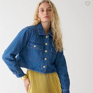 BRAND NEW Jcrew Cropped denim puffer jacket XXS